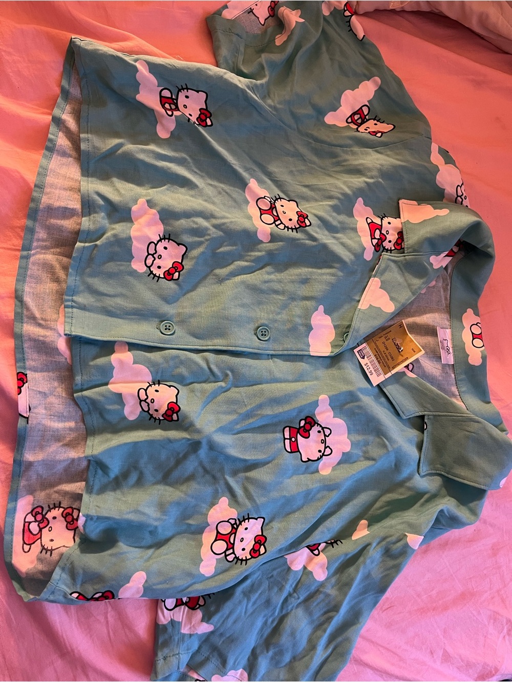 Hello Kitty Cloud Button-Up Top in Blue
